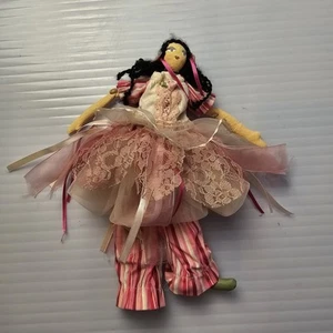 Cloth Art Doll Handmade Barbie Size Button Joints, Hand Painted Fabric Fairy - Bild 1 von 8