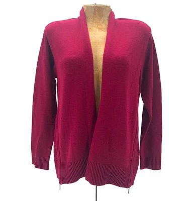 J. Jill Sweater Womens SP Petite Cardigan Red Side Zipper Open Front Cotton - Image 1 of 4