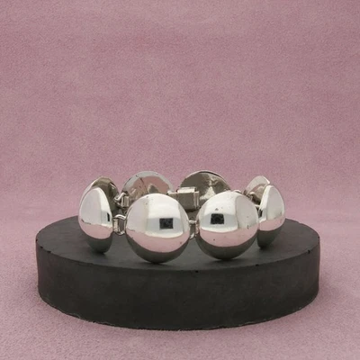 taxco mexico sterling silver vintage dome link bracelet size 6.75in - Image 1 of 3