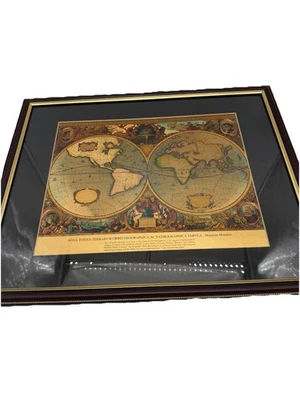 Vintage Framed Gold Foiled Old World Map Terra Australis Incognita Wall Art - Image 1 of 4