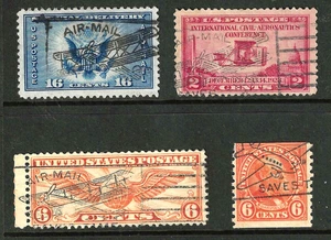 4 Great BIPLANE Fancy Cancel 2-6-16 Cent Airmail Collection US 51 - Picture 1 of 5
