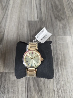 Coach Watch Cary 14504271 Women's Yellow Gold Color Water Resistant Rainbow Crys - Image 1 of 4