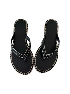 Tory Burch Thong Espadrilles Leather Flip Flops Size 6.5 (NEW) - Picture 1 of 12