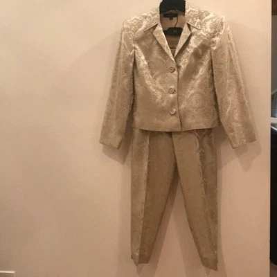 💫✨ Vintage A.B.S. Studio Women’s Gold Brocade Pants Suit Seperates | Size 8 - Image 1 of 4