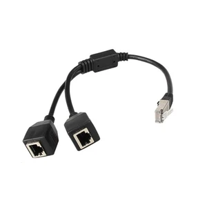 1 To 2 Ways RJ45 LAN Ethernet Cable Female Splitter Connector Adapter - Afbeelding 1 van 6