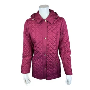 Isaac Mizrahi Women's Quilted Coat Solid Merlot Red XX-Small Size - Picture 1 of 2