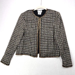 Chaqueta Stenay Vintage Mujer S Dorado Negro Seda Cuentas Bordado Bolero Años 80 - Imagen 1 de 12