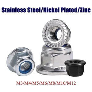 Tuercas de bloqueo hexagonales con brida Nyloc 304/316 acero inoxidable/zinc/niquelado - Imagen 1 de 9