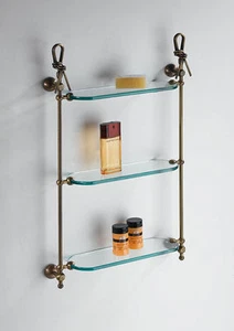 Bathroom accessories wall unit glass 3 shelves Italian product classic brass knot - Picture 1 of 1