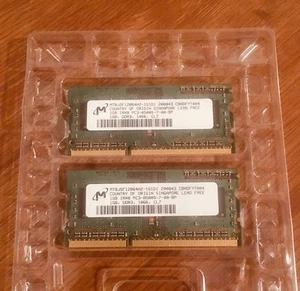 Micron 2GB 2x1GB Sodimm DDR3 PC3-8500s 1066 Memory Macbook Pro RAM MT8JSF12864HZ - Picture 1 of 1