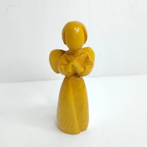 Carved Olive Wood Praying Angel Figurine Nativity Holy Land Jerusalem 3.75" Tall - Imagen 1 de 6