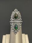 Beautiful Sterling Silver Green Sapphire Ring Size 5