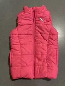 Puma Girls Bright Pink Puffer Vest, Zip Up Size XS 5/6 - Picture 1 of 5