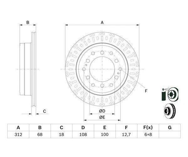 2 St. Bremsscheibe BOSCH 0986479F07 für Toyota FJ Cruiser — 第 1/1 张图片