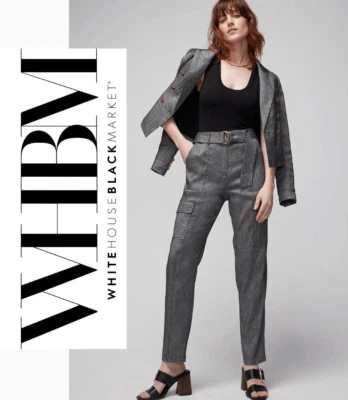 БЕЛЫЙ ДОМ черный рынок льняной подпоясанный общего назначения брюки размер 10 новый с Ярлыками - Изображение 1 из 4