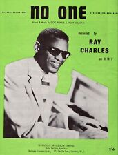 Ray Charles-No One-1961-Sheet Music-Original UK edition-Doc Pomus-Mort Shuman