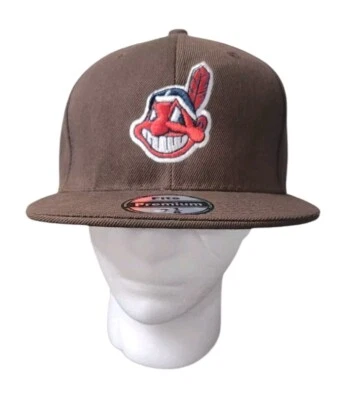 Brown Red Chief Wahoo Cleveland Indians Guardians 7 1/8 Vintage Baseball Cap - Image 1 of 4