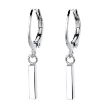 Women 925 Silver Plated LeverBack Hoop French Wire Drop Dangle Bar Earrings I123