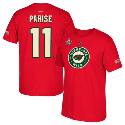 Zach Parise Reebok Minnesota Wild Centennial 100th N&N Red Jersey T-Shirt Men's Cover