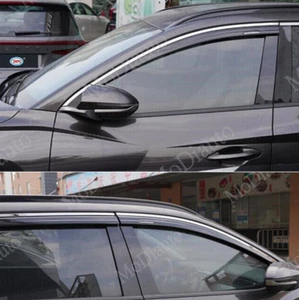 chrome+black For Hyundai Tucson 2022-25 Window Visor Vent Shades Sun Rain Guard - Picture 1 of 6