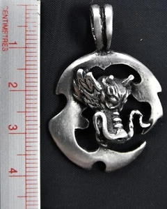 Dragon Pewter Pendant Fantasy Pagan Celtic Biker adjustable cord to fit all - Picture 1 of 1