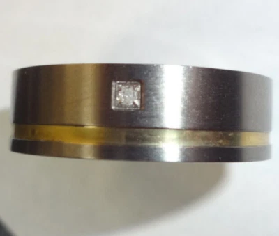 GENUINO DIAMANTE NATURAL SOLITARIO TITANIO CÓMODO AJUSTE BANDA TALLA 10 #TT 3 Foto 1 de 3