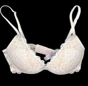 Vintage Victorias Secret SEHR SEXY Push-up-BH Pink Tag Blush Lace Over Nude 34C - Bild 1 von 9