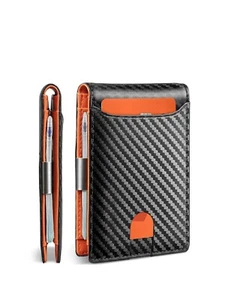 Portafoglio Uomo Porta Carte di Credito Slim Piccolo Zip RFID Fermasoldi Sottile - Foto 1 di 2