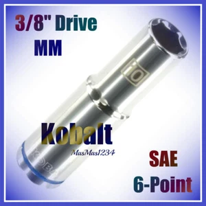KOBALT 3/8" Drive Deep Socket - SAE Inch Metric MM - 6 Point 6 pt - Choose SIZE - Picture 1 of 18