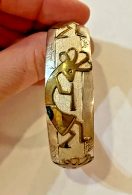 Vintage Navajo Kokopelli Sterling & 12k Gold-Filled Women’s Cuff Bracelet - Image 1 of 4