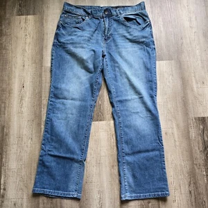TK Axel Jeans Men 36x30 Slim Straight Medium Wash Distressed Stretch Denim Pants - Picture 1 of 17
