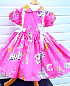 DREAM 0-8 years BABY GIRLS BARBIE PARTY PINK TWIRLY ROMANY NETTED DRESS - Picture 1 of 10