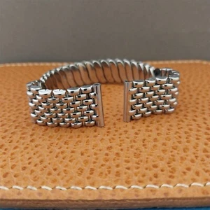 5/8" 16mm Stainless Steel Gemex Rice Beads Unused mcm 1950s Vintage Watch Band - Picture 1 of 7