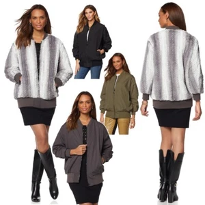 A by Adrienne Landau Reversible Faux Fur Hi-Tech Coat 503873-J - Picture 1 of 11