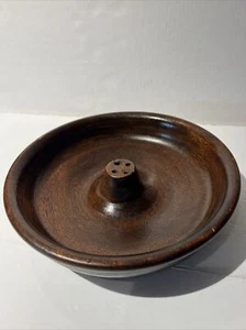 Vintage Wood Fruit Or Nut Bowl Hand Turned One Piece Wood Cracker/Pick Holes - Picture 1 of 13