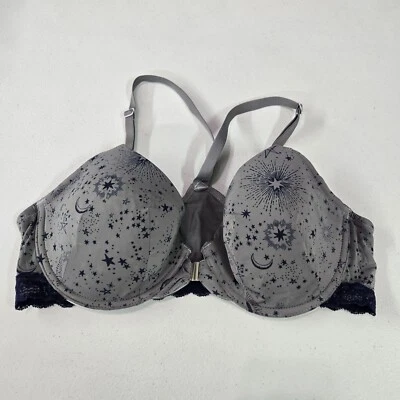 Adore Me Women Bra 36C Gray Astronomy Astrology Front Closure Contour Plunge - Image 1 of 4