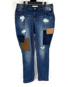 Cato Jeans Womens Size 16W Skinny Blue Patchwork Distressed Denim Cotton Blend - Picture 1 of 10
