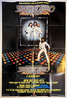 SATURDAY NIGHT FEVER Bee Gees ORIGINAL 1977 RSO PROMO POSTER 24" x 36" Vintage - Image 1 of 4
