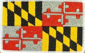 MARYLAND STATE Flag Patch With Hook & Loop Fastener WHITE Border #06 - Picture 1 of 1