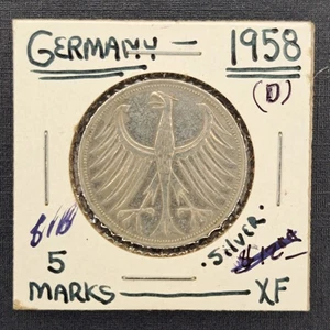 1958 Germany 5 Marks Silver Coin D Mint Mark. XF Condition. - Picture 1 of 2