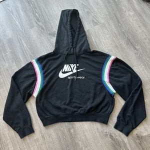 NIKE Damen XS Heritage Cropped Hoodie Schwarz Pullover Regenbogen Athleisure Jogging - Bild 1 von 8