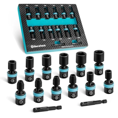 1/4 Drive Impact Universal Joint Socket Set, Swivel Socket Set, 14-Piece, Met... - Image 1 of 4