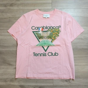 Casablanca Tennis Club Icon Printed Organic Cotton Jersey T-Shirt Pink Mens XL - Picture 1 of 7