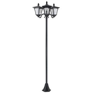 72" Outdoor Solar Light Post, All-Weather, Triple Head Lamp, Driveway, Black - Picture 1 of 11