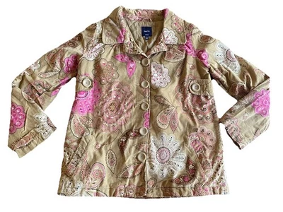 Jaqueta Gap Kids Boho Paisley veludo com botões rosa bronzeado meninas XXL 14-16 - Imagem 1 de 4