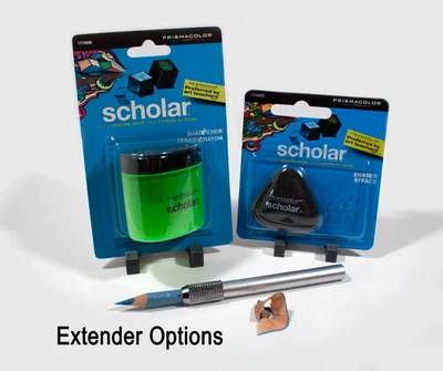 Kit de accesorios para lápices - Sacapuntas y borrador de color prisma, extensor - Juego de 3 piezas Foto 1 de 4