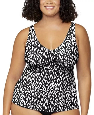 Tankini estampado Island Escape talla grande Monterey, negro/blanco, 20 W, precio de venta sugerido por el fabricante $50 Foto 1 de 4