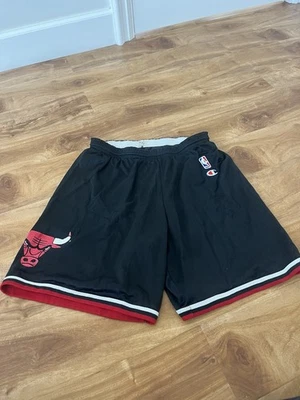 Vintage Chicago Bulls 90s Champion Shorts Men’s Medium Black NBA USA Jordan - Image 1 of 3