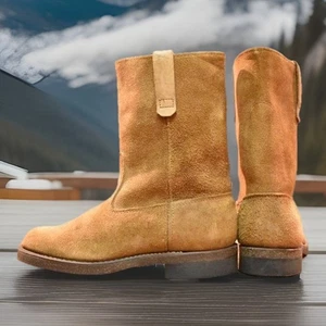 Santa Rosa 6.5EE 1975 Pull-On Pecos Stiefel Braun Wildleder Vintage USA Made - Bild 1 von 10