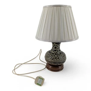 Vintage Ceramic Stone Effect Brown & Cream Table Lamp (CF) - Picture 1 of 7